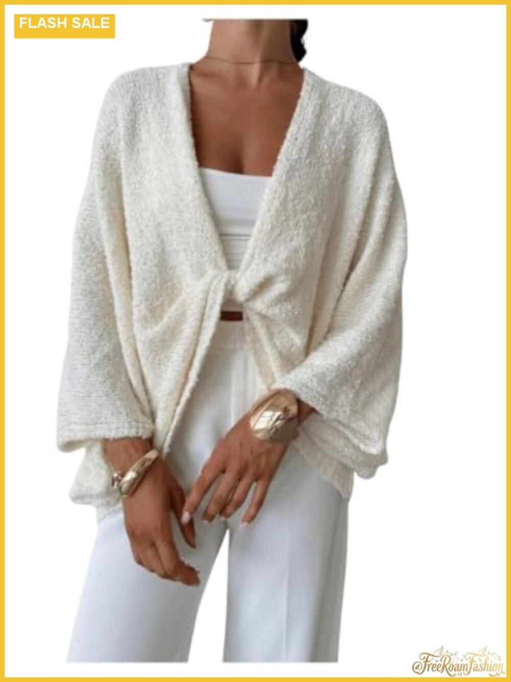 Women's Oversized Wrap Sweater Bat Wing Loose Fit V-Neck Knit Pullover